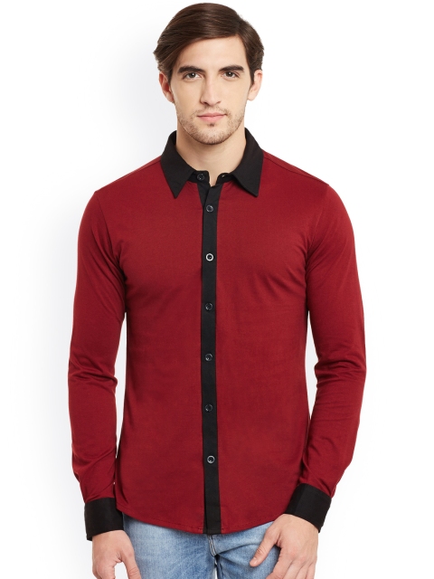 

GRITSTONES Men Maroon Slim Fit Solid Casual Shirt