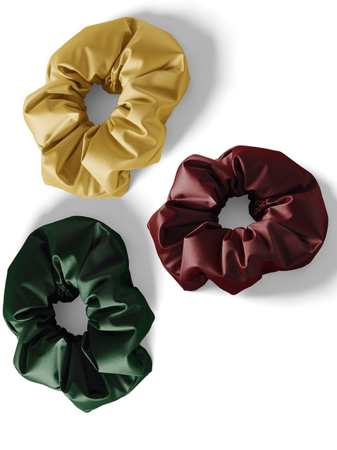 

Mueras Women Gold-Toned & Maroon Set of 3 Scrunchies