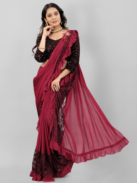 

APNISHA Maroon & Black Saree