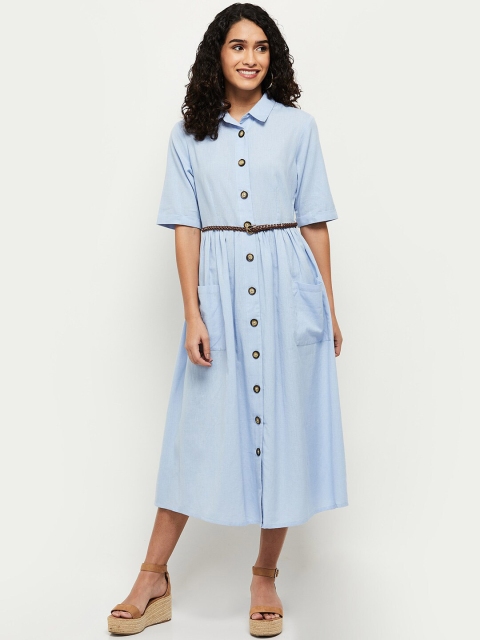 

max Blue Shirt Midi Dress