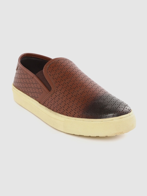 

Carlton London Men Brown Perforated Slip-On Sneakers