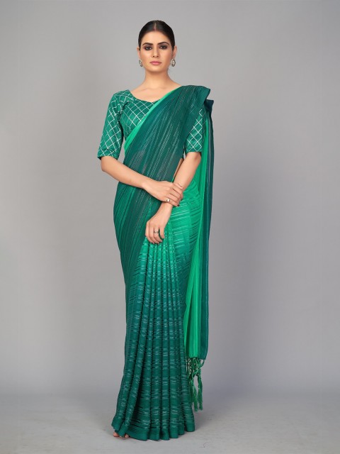

APNISHA Teal Striped Pure Silk Saree