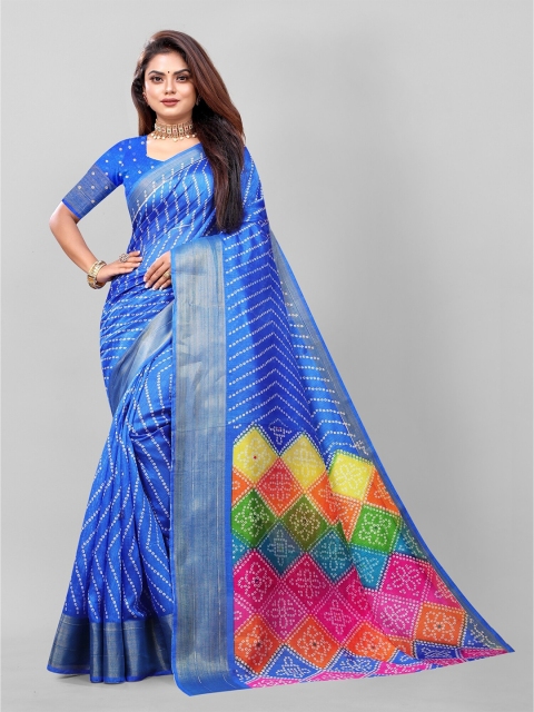 

APNISHA Blue & Yellow Zari Pure Cotton Saree