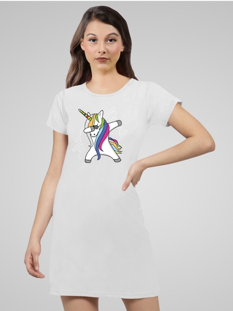 

Pootlu Women White Floral Printed T-shirt