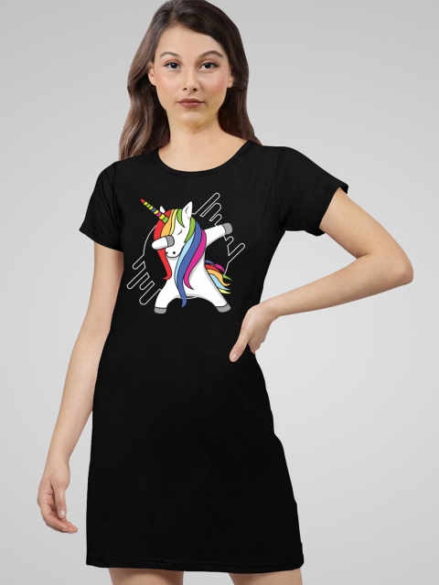 

Pootlu Women Black Printed Extended Sleeves T-shirt