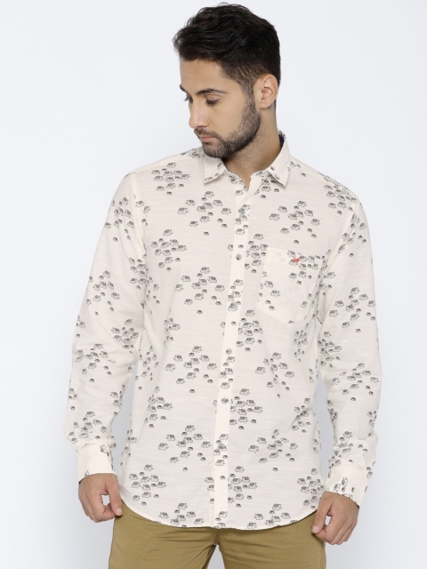 

Wills Lifestyle Men Off-White Slim Fit Printed Casual Shirt