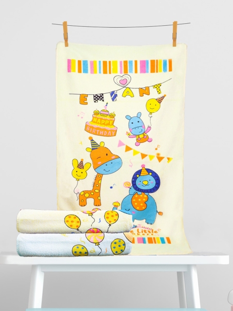 

The Little Lookers Kids Pack of 2 Blue & Yellow Printed 354 GSM Bath Towels