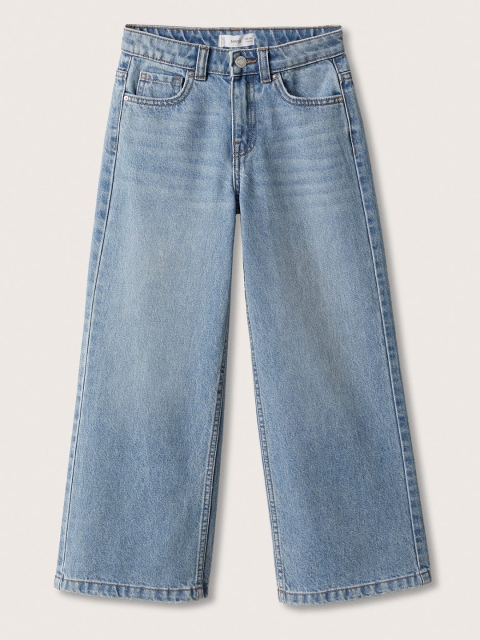 

Mango Kids Girls Blue Wide Leg Light Fade Cotton Jeans