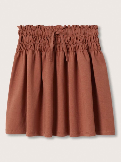 

Mango Kids Girls Rust Orange Solid Pure Cotton Flared Skirt