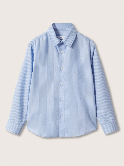 

Mango Kids Boys Blue & White Striped Pure Cotton Casual Shirt