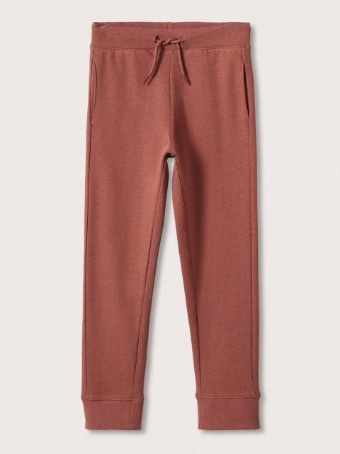 

Mango Kids Boys Peach-Coloured Solid Cotton Joggers