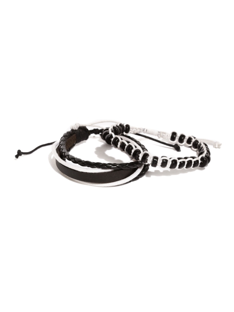 

The Bro Code Men Set of 2 Black & White Bracelets