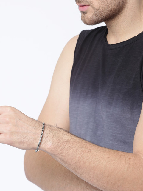 

The Bro Code Men Silver-Toned Textured Twisted Cuff Bracelet