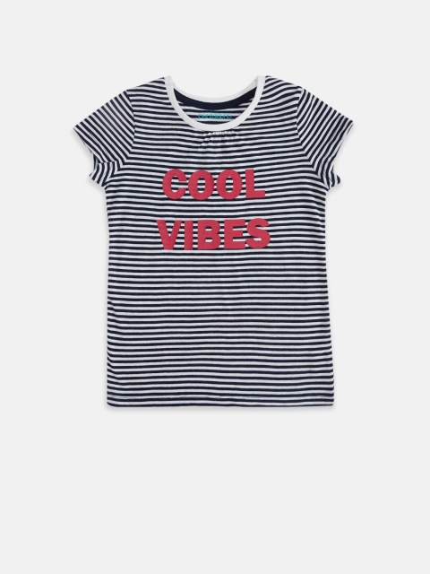 

Pantaloons Junior Girls Multicoloured Striped Applique T-shirt, Multi