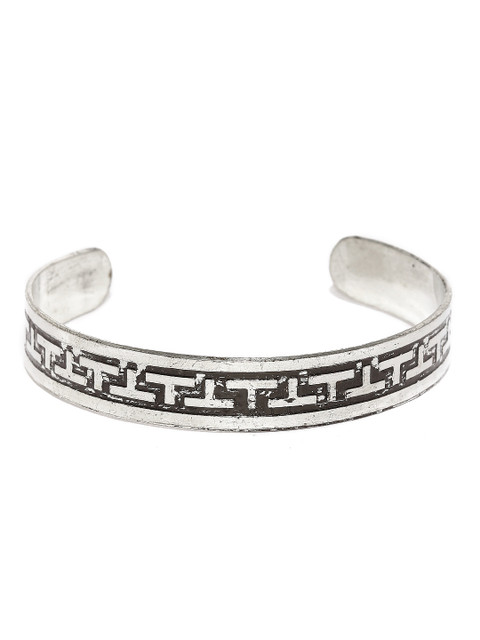 

The Bro Code Men Silver-Toned & Black Textured Metal Cuff Bracelet