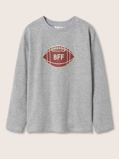 

Mango Kids Boys Grey Melange & Brown Printed T-shirt
