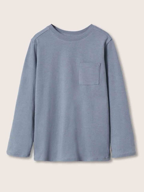 

Mango Kids Boys Blue Solid Pure Cotton T-shirt