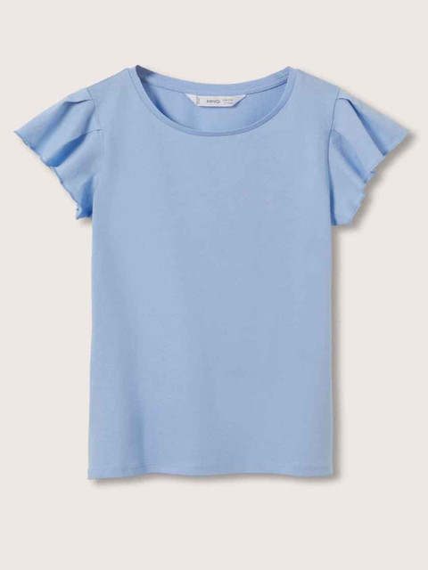

Mango Kids Girls Blue Solid Cotton Top