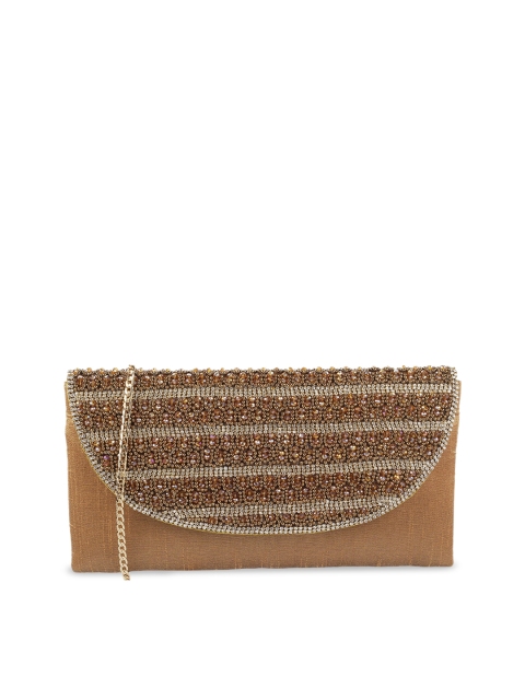 

Mochi Grey & Brown Embellished Envelope Clutch