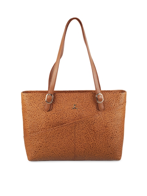 

Mochi Tan Textured Leather Structured Shoulder Bag with Cut Work