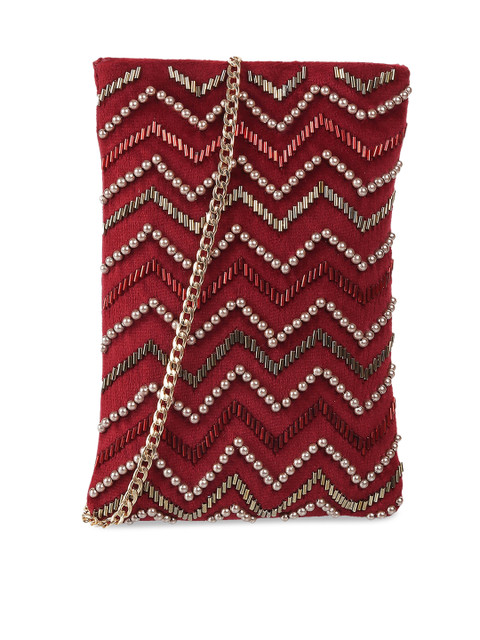

Mochi Maroon Geometric Oversized Swagger Tote Bag