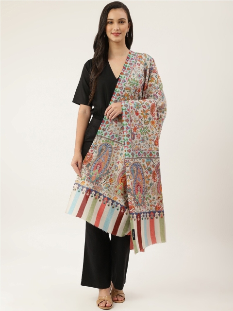 

Pashtush Women Off-White & Red Printed Shawl