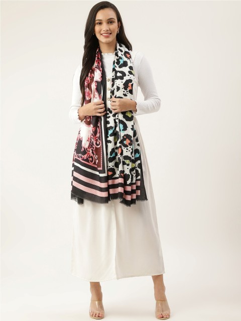 

Pashtush Women Black Printed Abstract Shawl, Multi