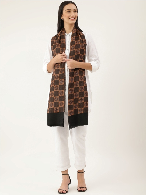 

Pashtush Women Black & Brown Woven Design Checked Shawl