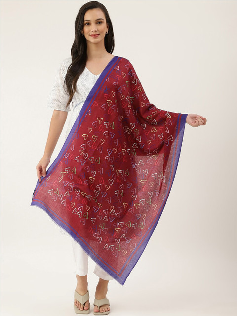 

Pashtush Women Red & Blue Printed Modal Shawl