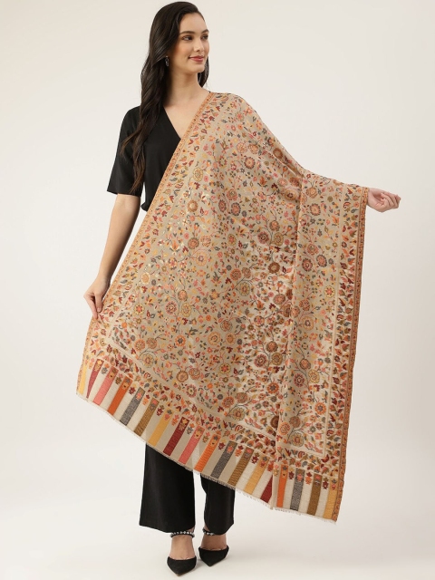 

Pashtush Women Beige & Orange Woven Design Shawl