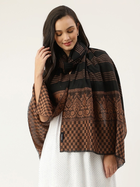 

Pashtush Women Black Woven Design Pure Woolen Shawl