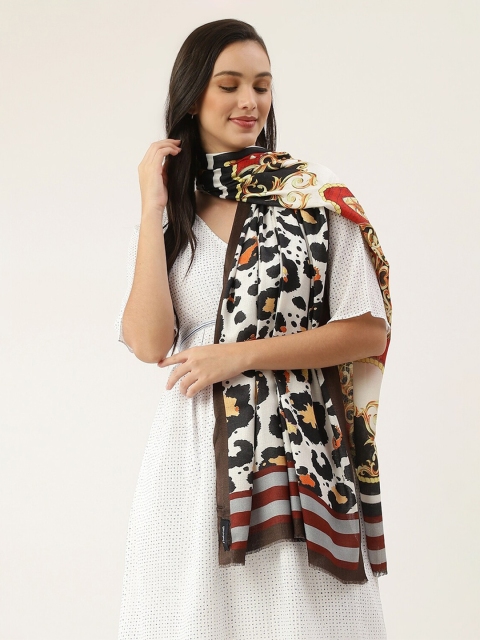 

Pashtush Women Black & White Printed Modal Shawl