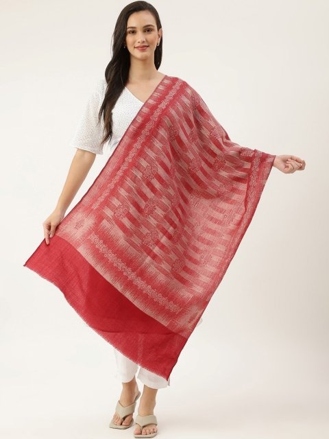 

Pashtush Women Maroon Ethnic Motifs Woven-Design Woolen Shawl Shawl