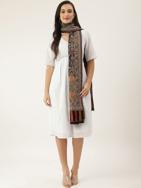 

Pashtush Women Black & Brown Embroidered Shawl