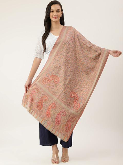 

Pashtush Women Multi-Colored Ethnic Motifs Woven-Design Woolen Shawl