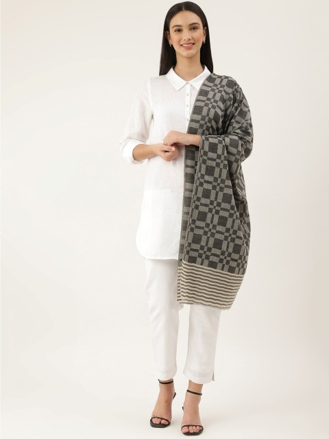 

Pashtush Women Black & Grey Printed Woolen Shawl