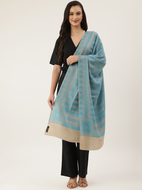 

Pashtush Women Blue & Beige Woven Design Shawl