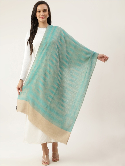 

Pashtush Women Sea Green & Beige Woven Design Shawl