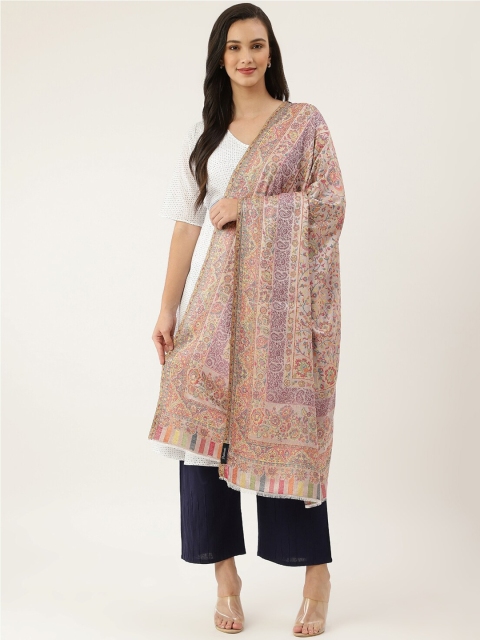 

Pashtush Women Peach Printed Woolen Shawl