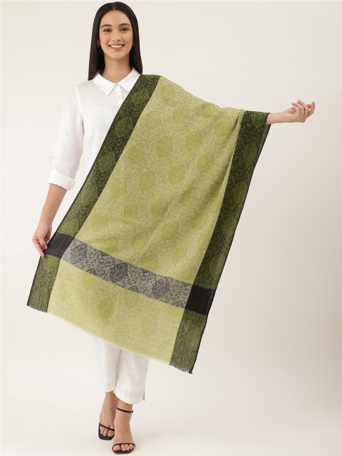 

Pashtush Women Green & Black Woven Design Shawl