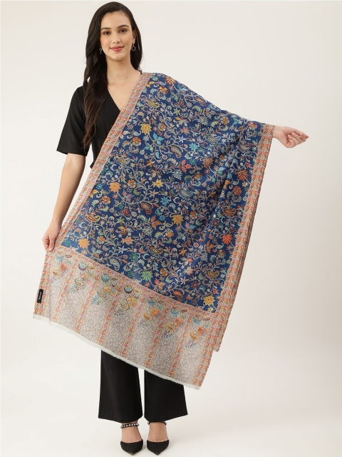 

Pashtush Women Blue & Orange Embroidered Shawl
