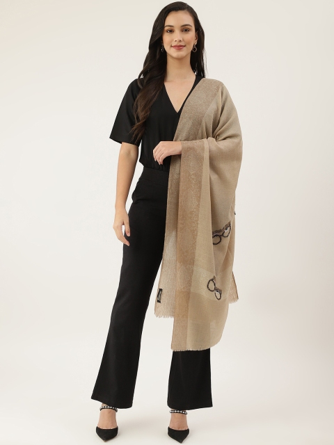 

Pashtush Women Beige Woven Designed Wool Shawl