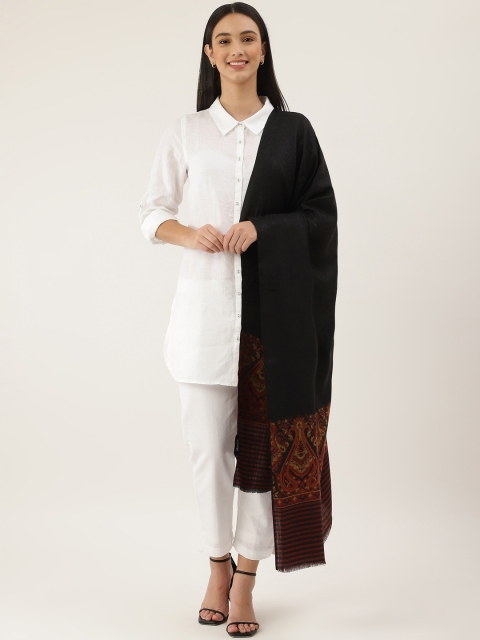 

Pashtush Women Black & Maroon Woven Design Shawl