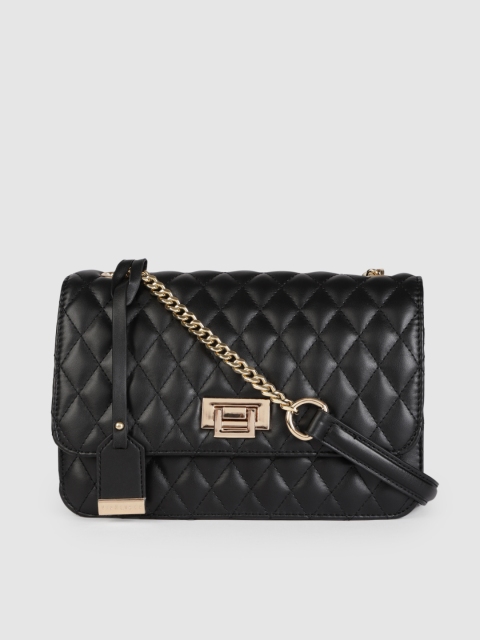 

Van Heusen Black PU Structured Sling Bag with Quilted