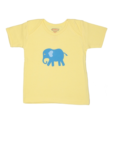 

Grandmas Kids Yellow V-Neck Applique T-shirt