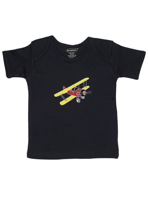 

Grandmas Kids Navy Blue & french middle red purple Printed V-Neck T-shirt