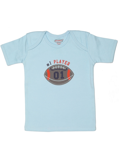 

Grandmas Kids Blue & light blue Typography Printed V-Neck T-shirt