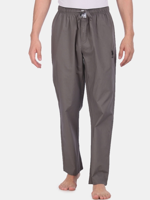 

U.S. Polo Assn. Men Grey Solid Pure Cotton Comfort Fit Lounge Pants