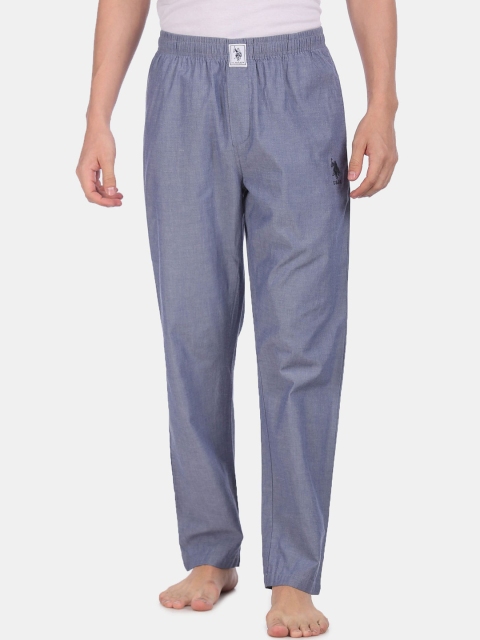 

U.S. Polo Assn. Men Blue Solid Pure Cotton Comfort Fit Lounge Pants