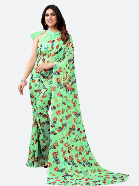 

KALINI Green & Red Floral Saree